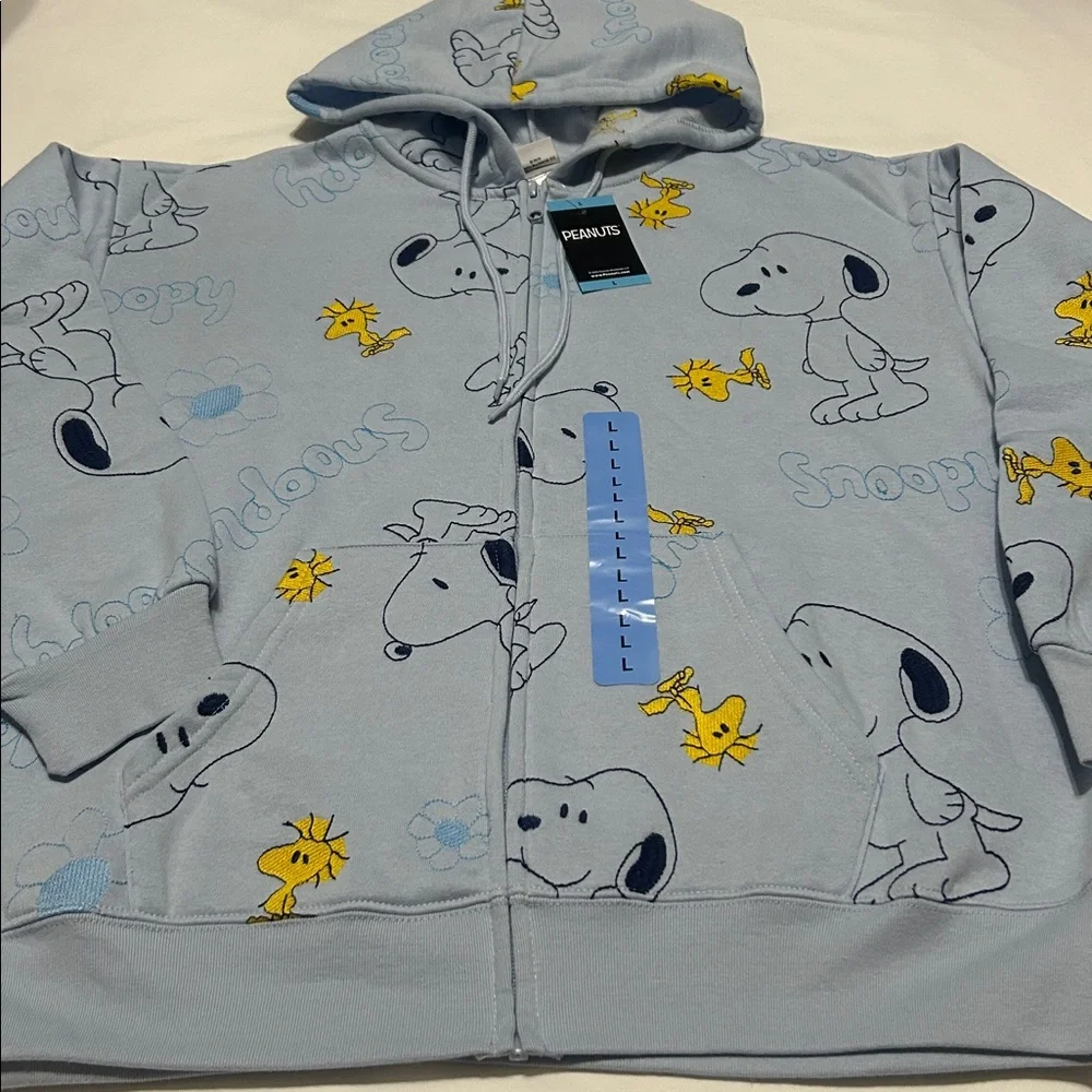 Disney Full Zip Hoodie with Embroidered Snoopy and Woodstock XL NWT - Picture 2 of 11